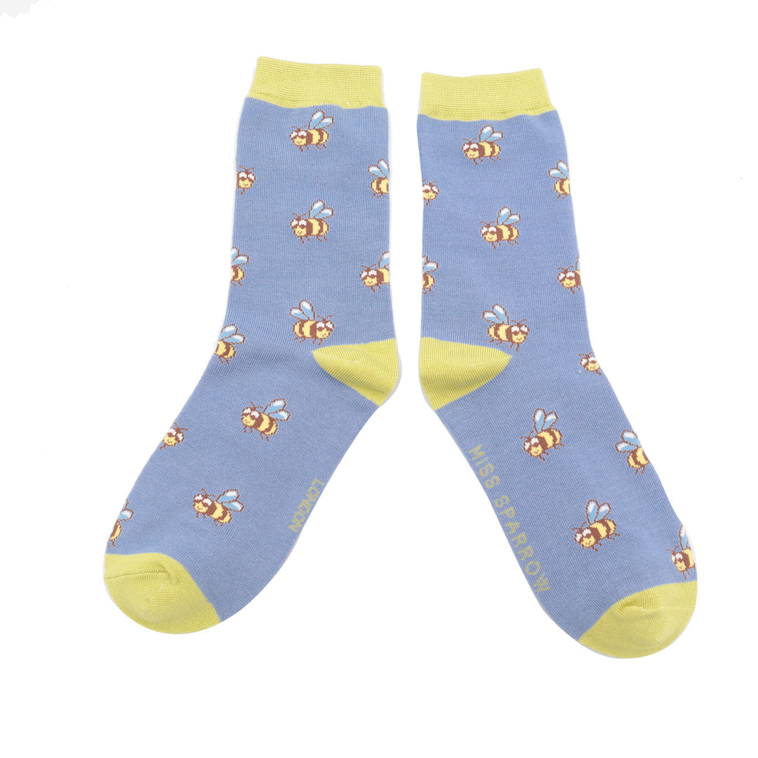 Bienen Socken hell blau (Damen) One Size