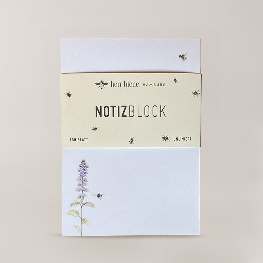 Notizblock mit Hummeln und Kräutermotiv