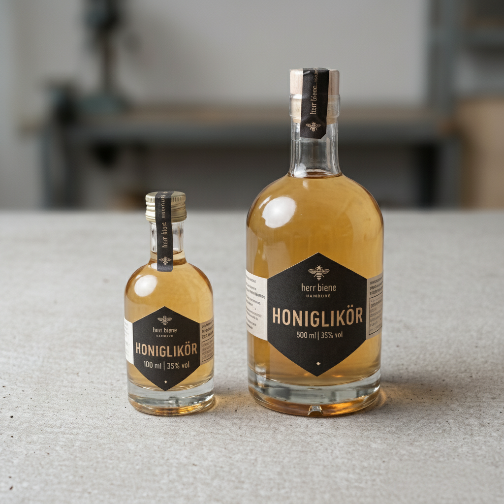 Honiglikör von herr biene in der Flasche