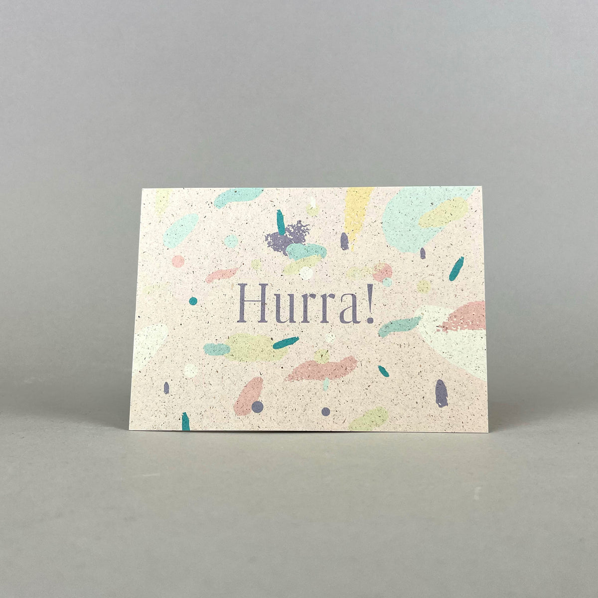 Graspapier Postkarte mit Botschaft Hurra