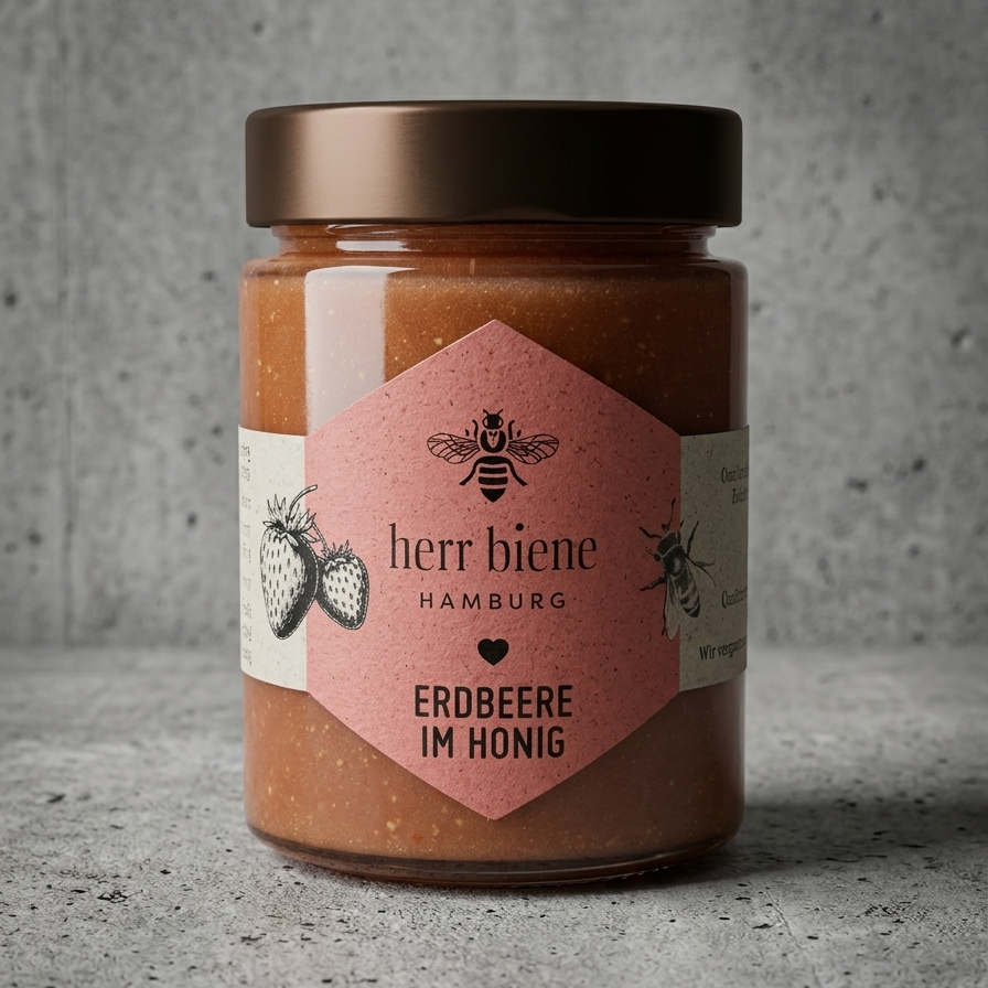 Honigmischung mit Erdbeere im Glas
