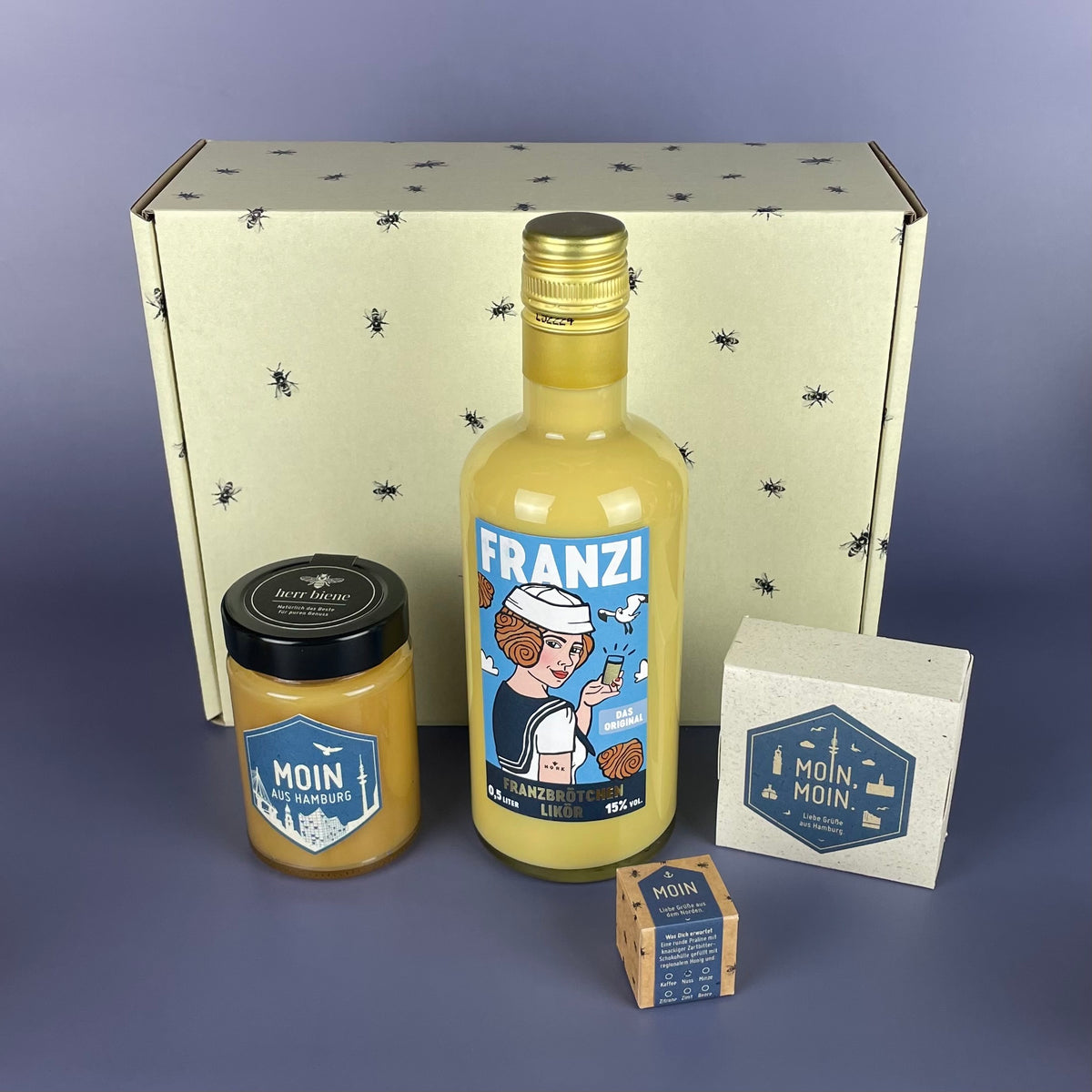 Geschenkbox mit Banderole / Moin