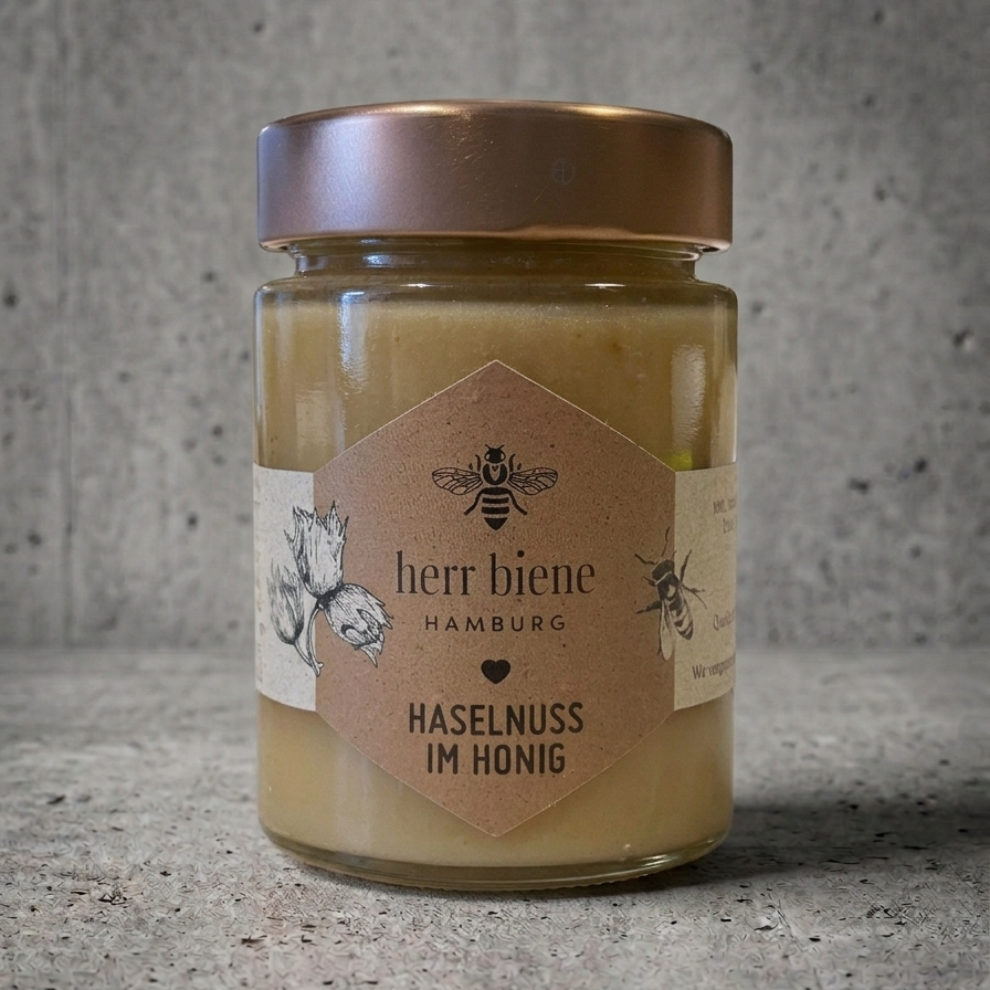 Honigmischung mit Haselnuss im Glas