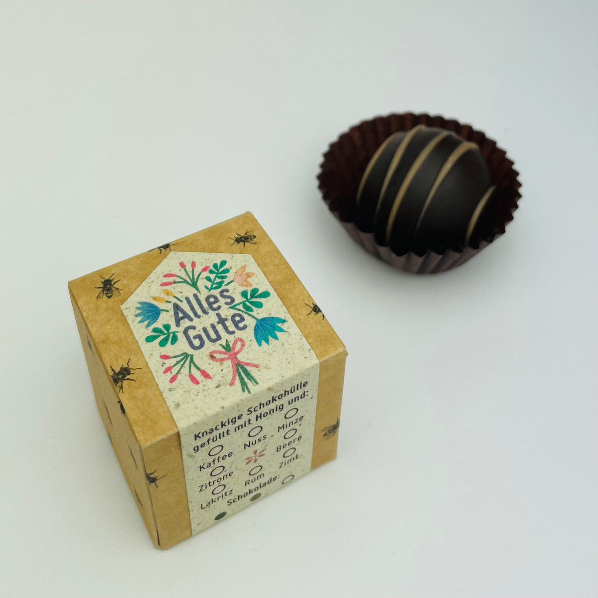 Honigpraline mit Botschaft Alles Gute 