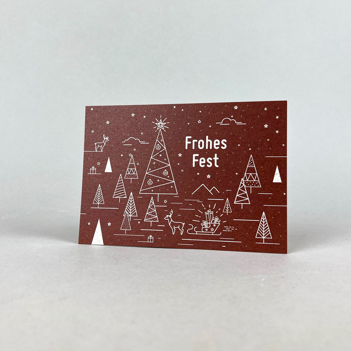 Graspapier Postkarte mit Botschaft Frohes Fest