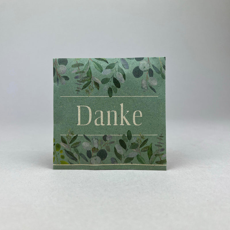 Saattüte mit Blumensaat und Botschaft Danke