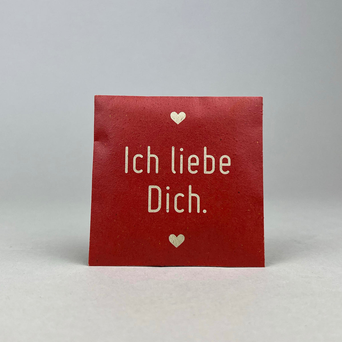 Saattüte mit Blumensaat und Botschaft Ich liebe Dich