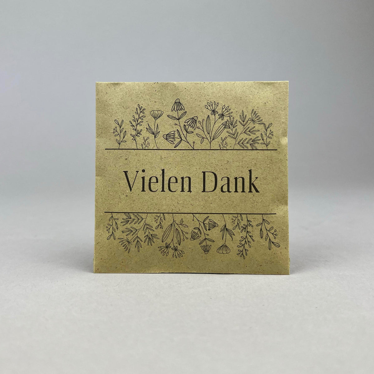 Saattüte mit Blumensaat und Botschaft Vielen Dank